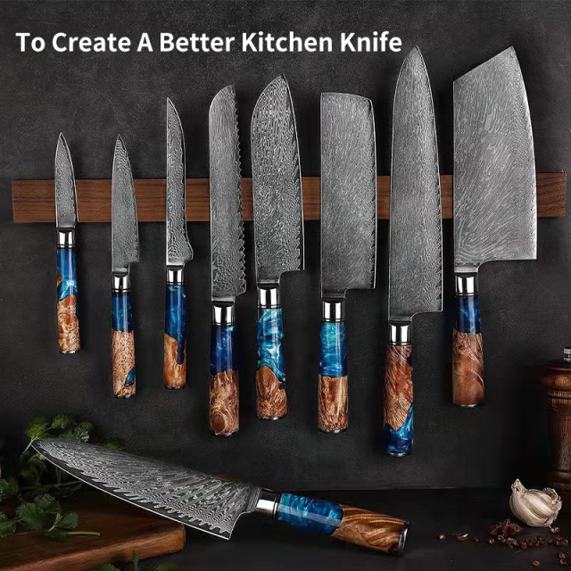 Hot sale 3.5inch paring knife with Blue Resin Handle Carbon Steel Kitchen knife Damascus Knife