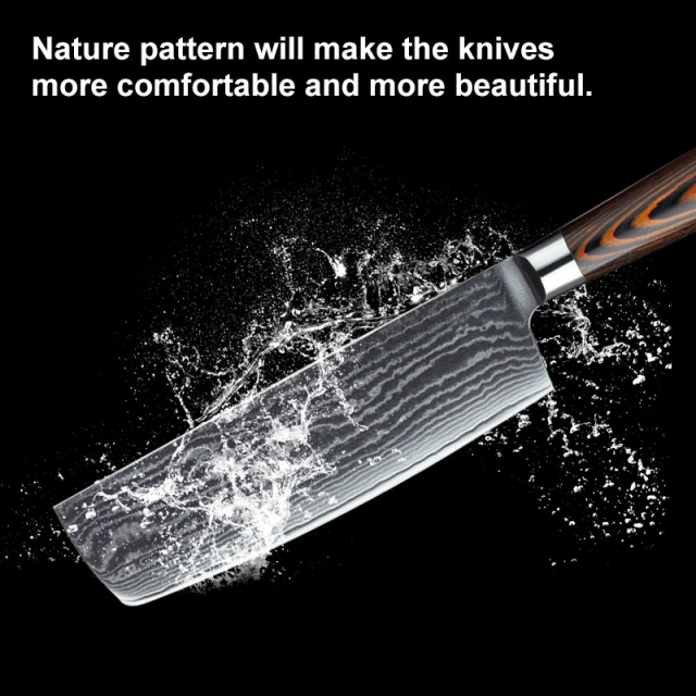 7 inch Hot Sale Damascus Knife With Pakka Wood Handle VG10 67 Layers Damascus Nakiri Knife