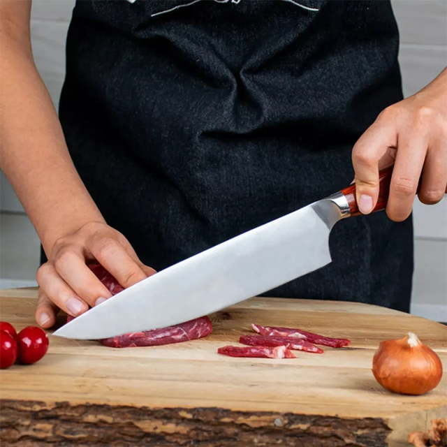 OEM high qualtity stylish modern style 8 Inch Nakiri Knife Pakka Wood Handle Stainless Steel Chef knife
