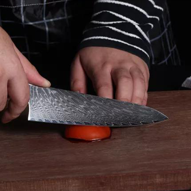 Hot sale 8 inch Chef Knife with Blue Resin Handle Carbon Steel Kitchen knife Damascus Knife