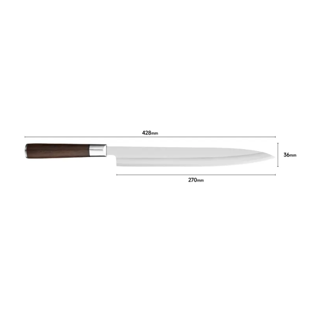 Japanese 270mm Slicing Sashimi Knife 5cr15 Sakimaru Sushi Knives Stainless Steel Sushi Knife With Wenge Wood Handle