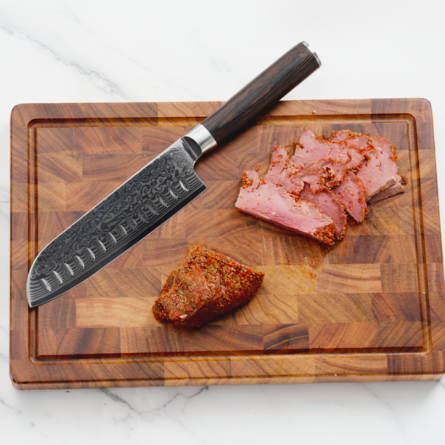 7 Inch Hot Sale 67 Layers Damascus Kitchen Santoku Knife With Wenge Wood Handle Damascus Steel Knife