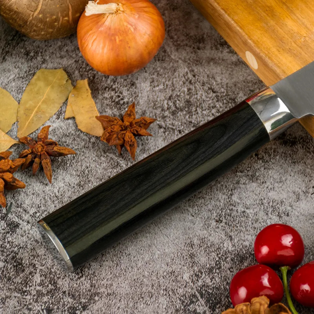 8 Inch Stainless Steel Kitchen Knife Black Pakka Wood Handle Kitchen Chef Knife