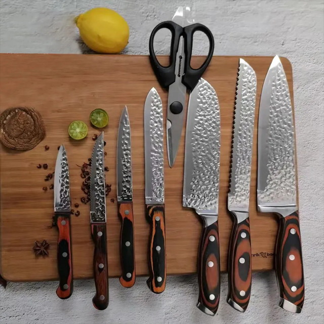 Hot Sales 14 Pcs Stainless Steel Kitchen Knife Set Pakka Wood Handle Kitchen Knife Set