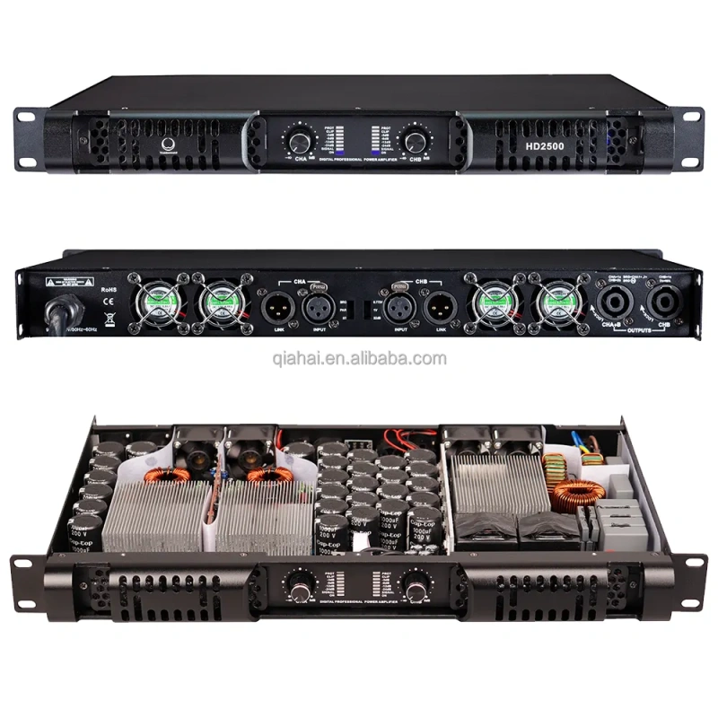 Professional Amplifier 2 Channels HD2500 2X2500W 8ohm Powered Pro Amps Outdoor Sound System DJ Equipment Audio 2 CH Amplifiers