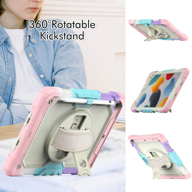 360 Rotation Hand Strap&Kickstand Protective Silicone Case For iPad 10.2 7th 8th 9th Gen Heavy Duty Rugged Shockproof Cover