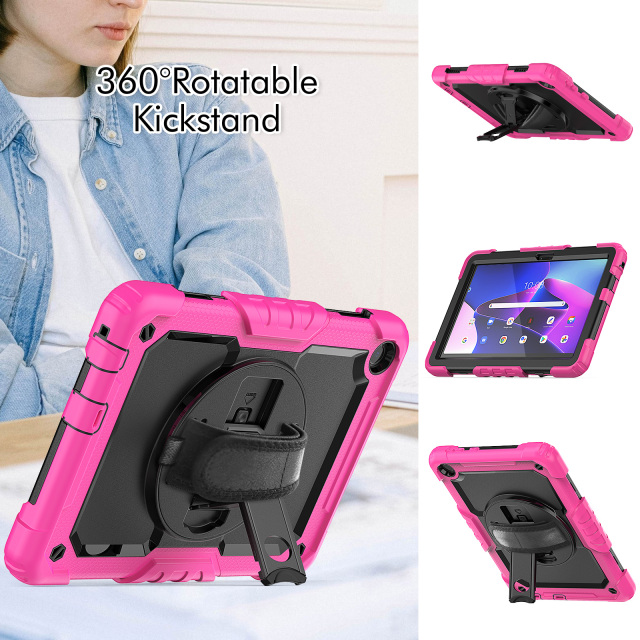 Tablet Case For Lenovo Tab M10 3rd Gen 10.1 2022 TB-328FU TB-328XU Silicone Protective Cover with 360 Rotation Hand Strap Kickstand for Lenovo tab case Eco-friendly Lenovo Tab case factory