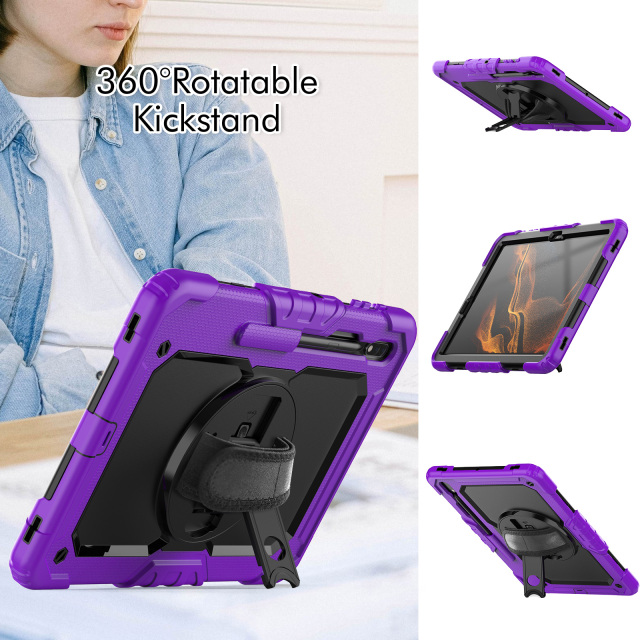 360 Rotation Hand Strap Silicone Tablet Case for Samsung Galaxy Tab S7 Plus 12.4 inch Case 2020 T970 T975 Protective cover for Samsung Galaxy Tab S8Plus  X800/X806B/X806U/X806N tablet cover