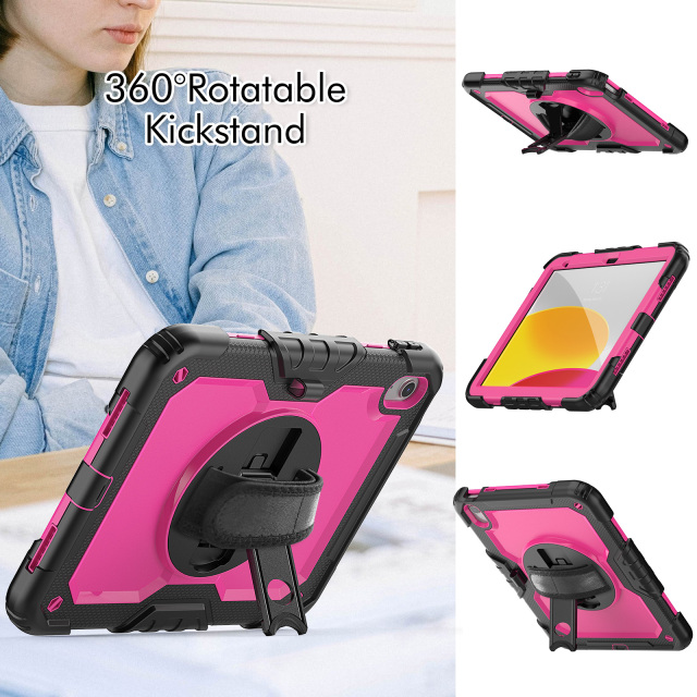 Tablet Case for Ipad 10.9 2022  with 360 degree rotating stand for iPad 10th generation protective case Heavy duty rugged silicon tablet cover
