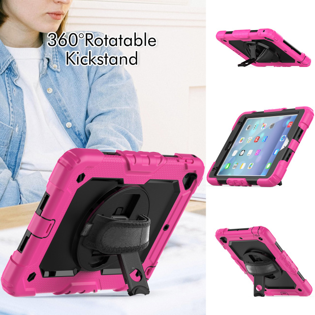 Heavy Duty Protective Rubber tablet protective Case for iPad Mini4 Mini 5 7.9inch tablet Case with Pencil Holder with 360-degree rotating bracket tablet cover