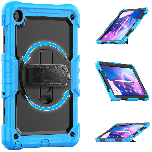 Heavy Duty Rugged TPU Tablet Case For Lenovo tab M10 PLUS 10.6 3RD gen 125FU/128FU Protective Cover With  360 Rotation Hand Strap for Lenovo tab case Trusted Lenovo Tab case supplier