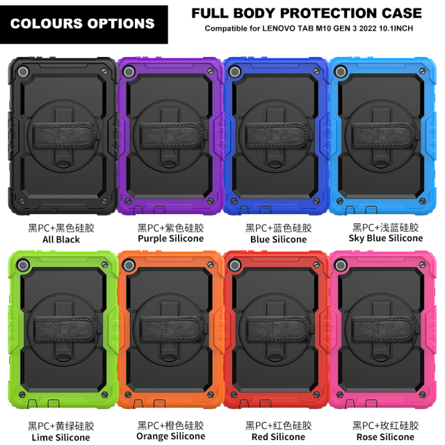 Tablet Case For Lenovo Tab M10 Plus 10.3" Silicone Protective Cover 360 Rotation Hand Strap&Kickstand for Lenovo case (X606F) /K10 TB-X6C6F tablet protective case Wholesale Lenovo Tab cases