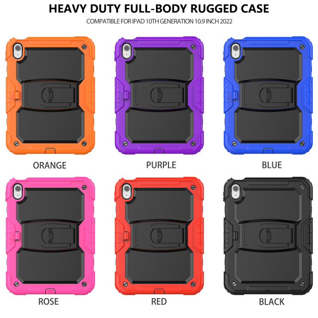 Simple Ipad Cover Heavy Duty Rugged Silicone Tablet Case For Ipad 10Th 10.9 2022 Shcokproof Cover With Built-In Kickstand Full Body Protective Ipad Case