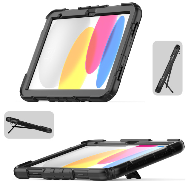 Simple Ipad Cover Heavy Duty Rugged Silicone Tablet Case For Ipad 10Th 10.9 2022 Shcokproof Cover With Built-In Kickstand Full Body Protective Ipad Case