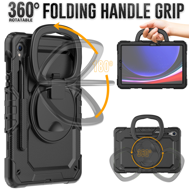 2023 Newest Heavy Duty Rugged Shockproof Silicone Tablet Case For Samsung Galaxy Tab S9 11inch Full Body Protective Cover With Hand Grip And Adjustable Shoulder Strap Tablet Case