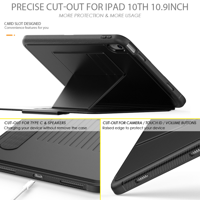 magnetic leather smart tablet case for ipad 10th generation 10.9 inch 2022 shockproof cover with adjustable kickstand B2B tablet protection solutions iPad case