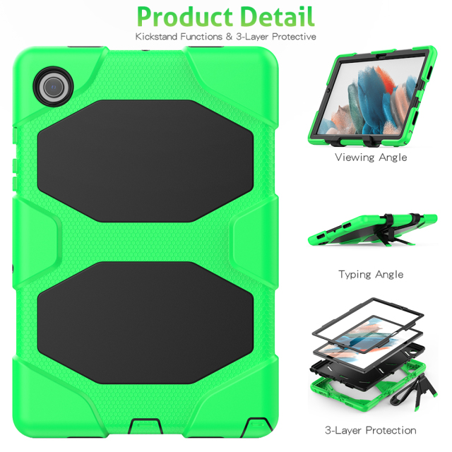 Shockproof  PC+silicon Samsung tab Case For Samsung A8 X200/X205 10.5 inch Protective Cover Heavy Duty Rugged Shockproof tablet Case With stand Ipad Case Full Body Protective  Factory direct supply