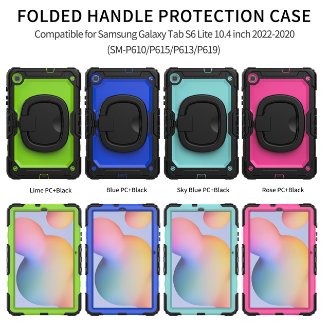 360 Rotation Hand Grip Shpckproof Protective Silicone Tablet Case For Samsung S6 lite P610/P615 10.4 inch Heavy Duty Rugged Cover From Professional Ipad Case Manfacturer