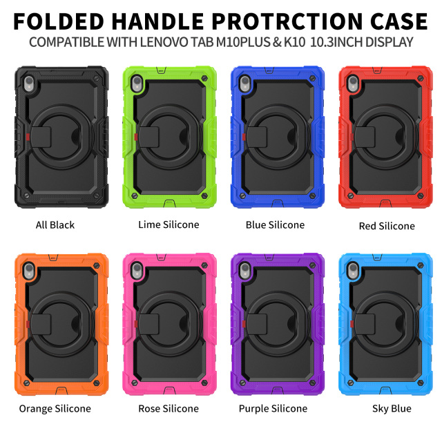 Factory Wholesale Lenovo Tab Case Built-In Kickstand Silicone Shockproof Rugged Case For Lenovo Tab M10 HD Plus 2nd Gen 10.3" 2020 X606F Protective Cover With Rotating Hand Grip Lenovo Tab Case