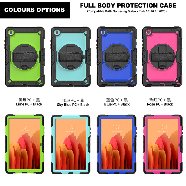 Tablet Case for Samsung Galaxy Tab A7 10.4 Case 2020 T500 T505 T507 Protective Cover with 360 Rotation Hand Strap&Kickstand Silicone tablet cover for Samsung tab case