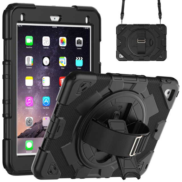 360 Rotation Hand Strap&Kickstand Silicone Tablet Case For Ipad 5th 6th 9.7 Shockproof Heavy Duty Rugged Cover For Ipad Air 2 With Ipad Case Factory Price