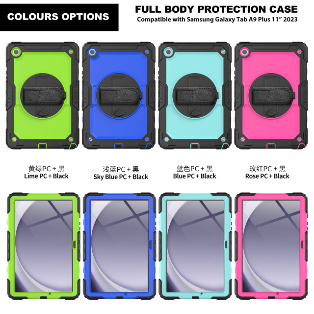 Arrival Silicon Tablet Case for Samsung Galaxy Tab A9+ A9PLUS 11 Inch 2023 SM-X210/X216/X218 Shockproof Tablet Case rotating stand  With 360 degree rotating stand iPad case