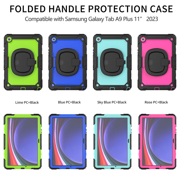 360 Rotation Hand Grip Shpckproof Protective Silicone Tablet Case For Samsung tab A9Plus 11 Inch 2023 Model(SM-X210/X216/X218) Heavy Duty Rugged Cover From Professional Ipad Case Manfacturer