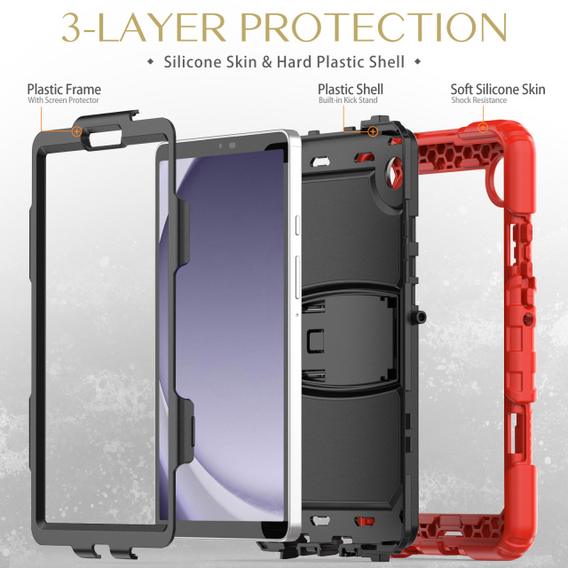 Heavy Duty Rugged Silicone Tablet Case For Samsung Galaxy Tab A9 8.7Inch 2023 (SM-X115) Shockproof Cover From Tablet Case Manufacturer With Wholesale Factory Cheap Price Samsung Tab Case With Built-In Kickstand Feature