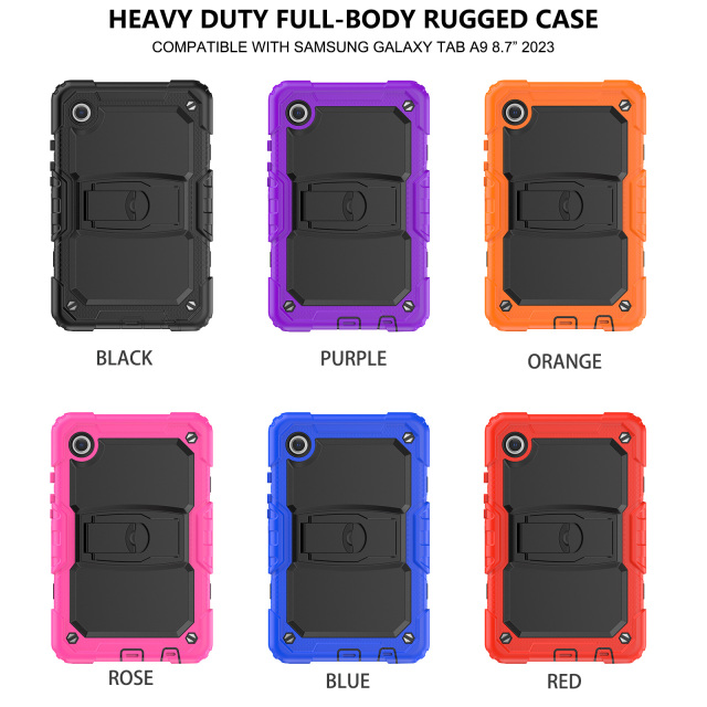 Heavy Duty Rugged Silicone Tablet Case For Samsung Galaxy Tab A9 8.7Inch 2023 (SM-X115) Shockproof Cover From Tablet Case Manufacturer With Wholesale Factory Cheap Price Samsung Tab Case With Built-In Kickstand Feature