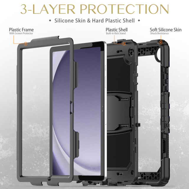 Simple Tablet Case Design Built-In Kickstand Silicone Shockproof Rugged Tablet Case For Samsung Galaxy Tab A9Plus 11 Inch (SM-X210/X216/X218) Protective Cover With Factory Wholesale Cheap Price Samsung Tab Case