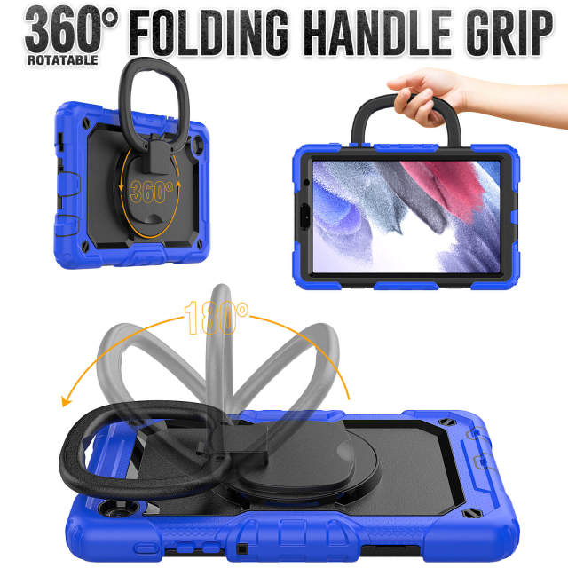 Professional Tablet Case Manufacturer Supply Multi-functional Heavy Duty Rugged Silicone Tablet Case For Samsung Galaxy Tab A7 Lite 8.7Inch T220 Shockproof Cover With Rotating Hand Grip Kids Proof Tablet Case