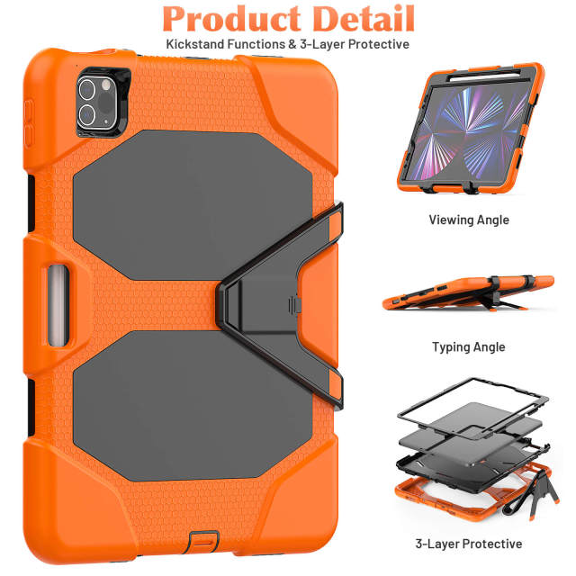 PC+silicon Ipad Case For Ipad Pro11 Air4 Air5 10.9 inch Protective Cover Heavy Duty Rugged Shockproof tablet Case With stand Ipad Case Full Body Protective Factory direct sales tablet protective case