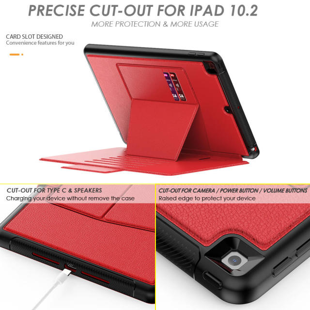 magnetic leather smart tablet case for ipad 10.2 inch 7th 8th 9th  smart cover with adjustable kickstand B2B tablet protection solutions iPad case Magnetic tablet cover with auto-sleep function