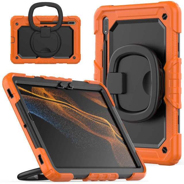 Samsung Galaxy Tab S7 T870/T875 S8 X700/X706 11 inch Shockproof Case Heavy Duty Rugged Samsung Tab Cover With Rotating Hand Grip Full Body Protective With Built-in Screen Protector tablet Case Factory