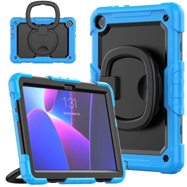 Factory Wholesale Lenovo Tab Case Built-In Kickstand Silicone Shockproof Rugged Case For Lenovo Tab M10 2nd Gen 10.1 X306F(X) Protective Cover With Rotating Hand Grip Lenovo Tab Case
