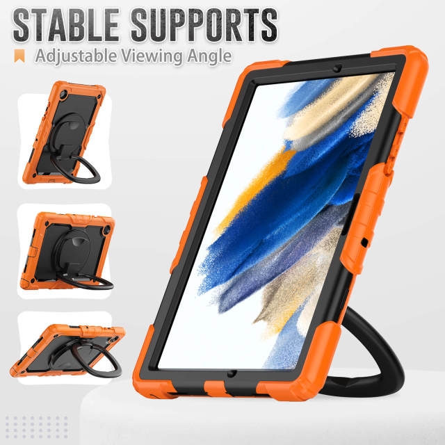 Factory Wholesale Tablet Case Built-In Kickstand Silicone Shockproof Rugged Case For Samsung Galaxy Tab A8 10.5Inch X200 Protective Cover With Rotating Hand Grip Samsung Tab Case