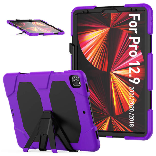 PC+silicon Ipad Case For Ipad Pro por 12.9 18/20/21/22 Protective Cover Heavy Duty Rugged Shockproof tablet Case With stand Ipad Case Full Body Protective  Competent supplier of tablet protective cases