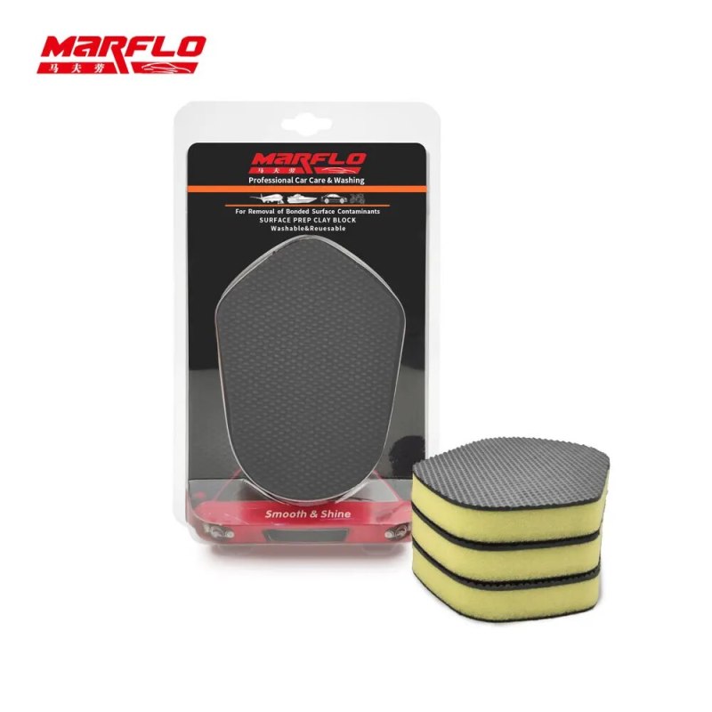 Marflo Car Care Paint Cleaner Magic Clay Bar Block Sponge Clay Pad Use Before Car Wax Paint Coating Supplies Auto Washing Tool