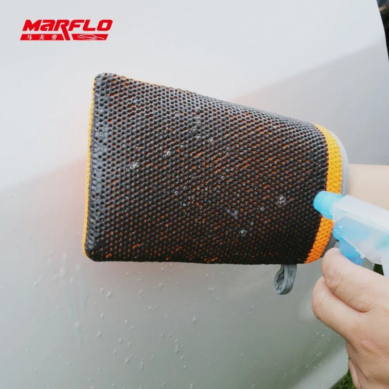 Marflo Car Washing Magic Clay Mitt Sponge Microfiber Glove Auto Cleaner With High Quality Clay Blue Red Orange