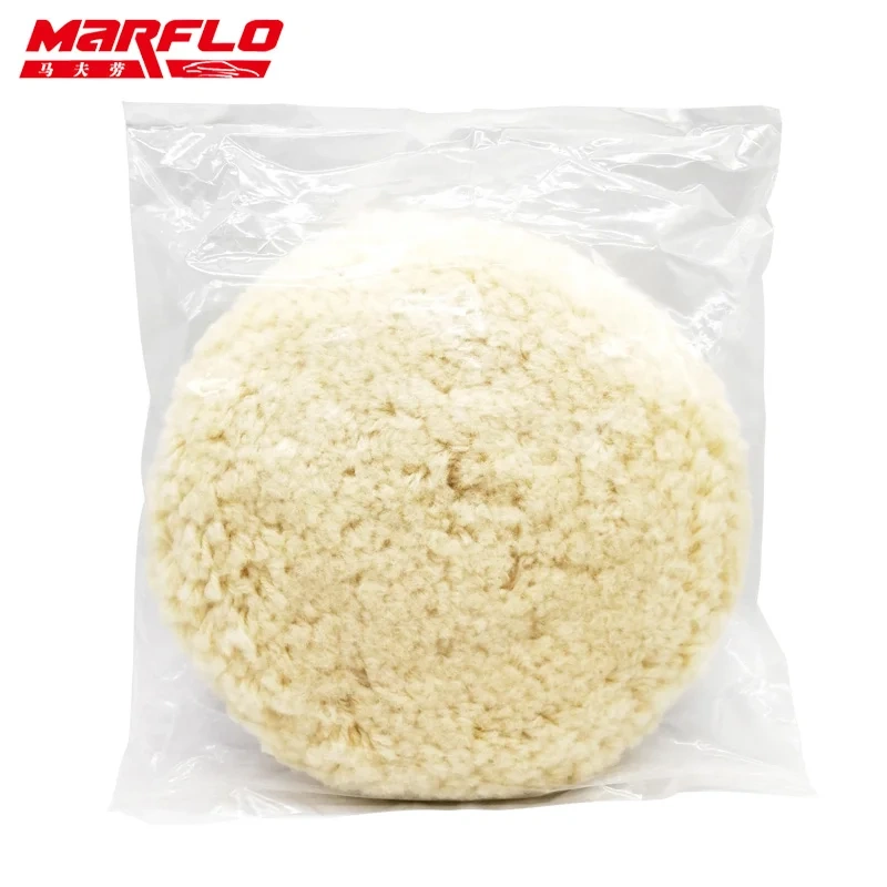 Marflo 8" inch Soft Wool Polishing Buffing Pad for Scratch Removal with Wax Car Compounds Auto Polisher