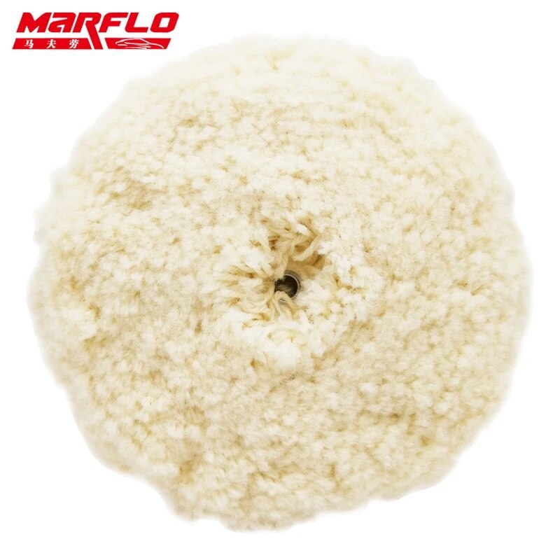 Marflo 8" inch Soft Wool Polishing Buffing Pad for Scratch Removal with Wax Car Compounds Auto Polisher