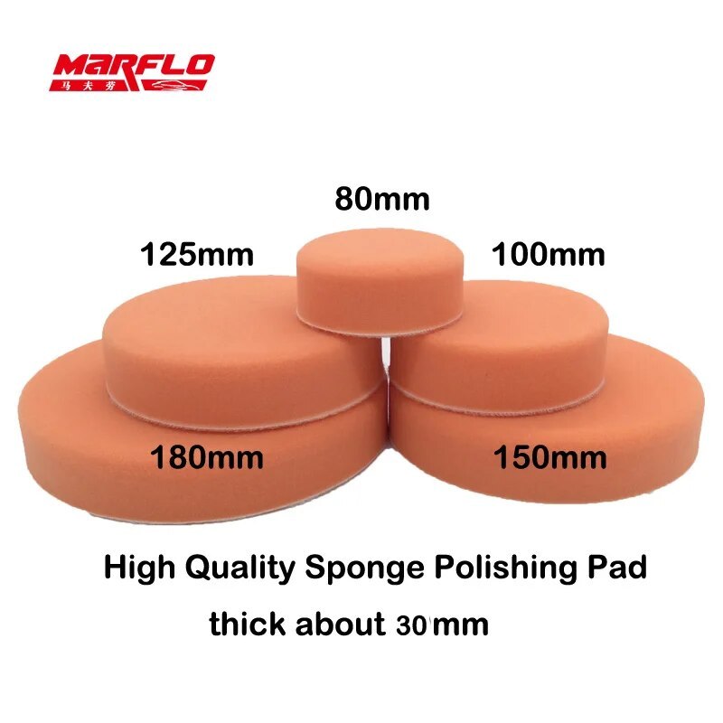 Marflo Sponge Polishing Pad Dual Action Pad Sponge Buff Polish Pad Heavy Medium Fine Grade 180mm 150mm 125mm 100mm 80mm