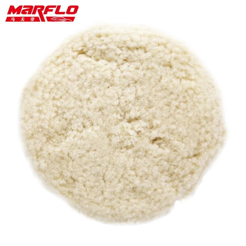Marflo 8" inch Soft Wool Polishing Buffing Pad for Scratch Removal with Wax Car Compounds Auto Polisher