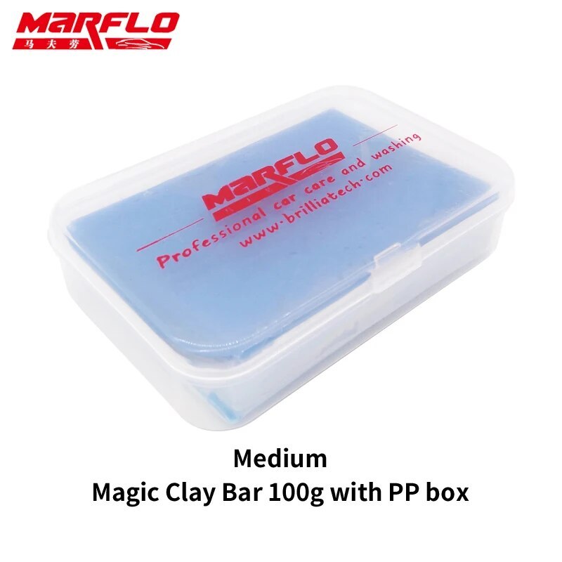 Tar Spot Remover Magic Clay Bar Fine Medium Heavy King Grade 100g with PP Box Car Care Wash Wax Applicator Marflo Brilliatech