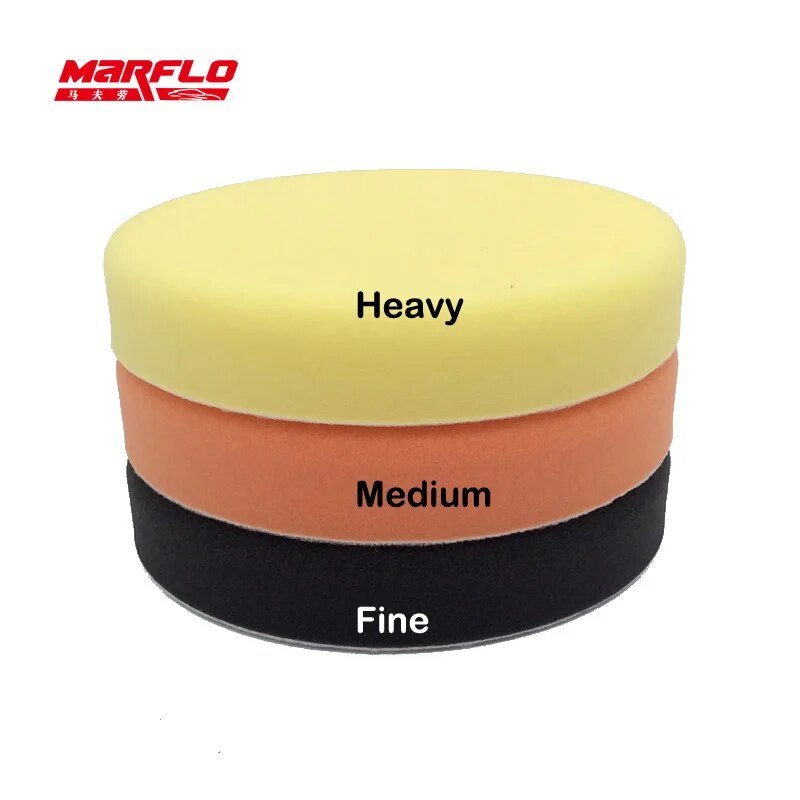 Marflo 150mm Polishing Sponge Pad Buff Polishing Pad For Car Polisher Dual Action Pad Sponge Fine Medium Heavy Cutting Power
