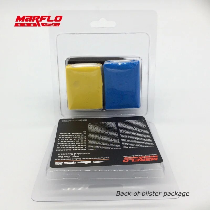 Marflo Magic Clay Bar 2pcs With Sponge Applicator Blue Yellow Auto Cleaning Detailing Mud By Brilliatech