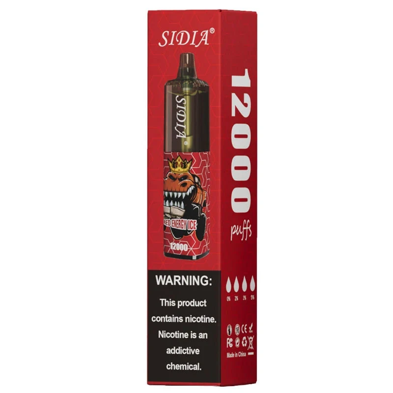 Высококачественная одноразовая электронная сигарета SIDIA 12000.(Вкус: красный энергетический лед) 12000 штук.20 мл жидкости.Электронная сигара0% / 2% / 3% / 5% никотин