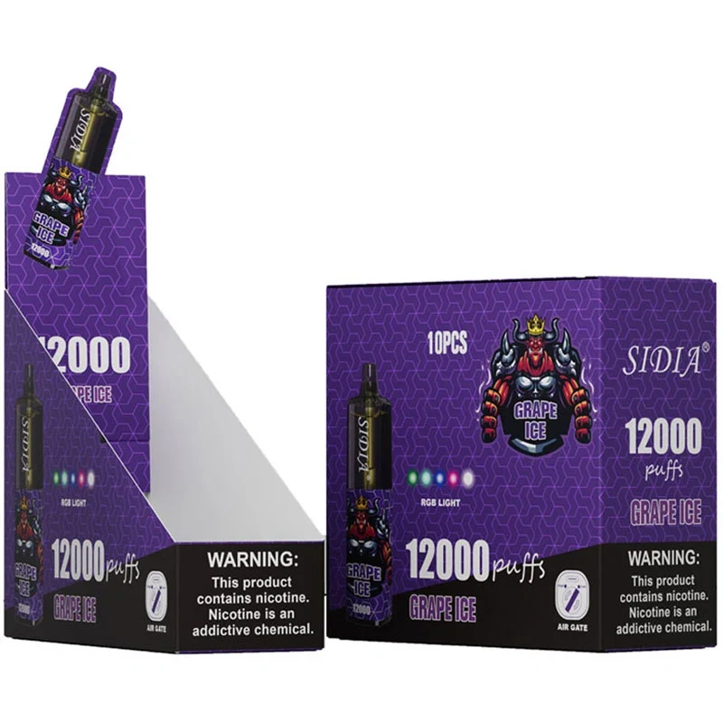 Высококачественная одноразовая электронная сигарета SIDIA 12000.(Вкус: виноградный лед) 12000 штук.20 мл жидкости.Электронная сигара0% / 2% / 3% / 5% никотин