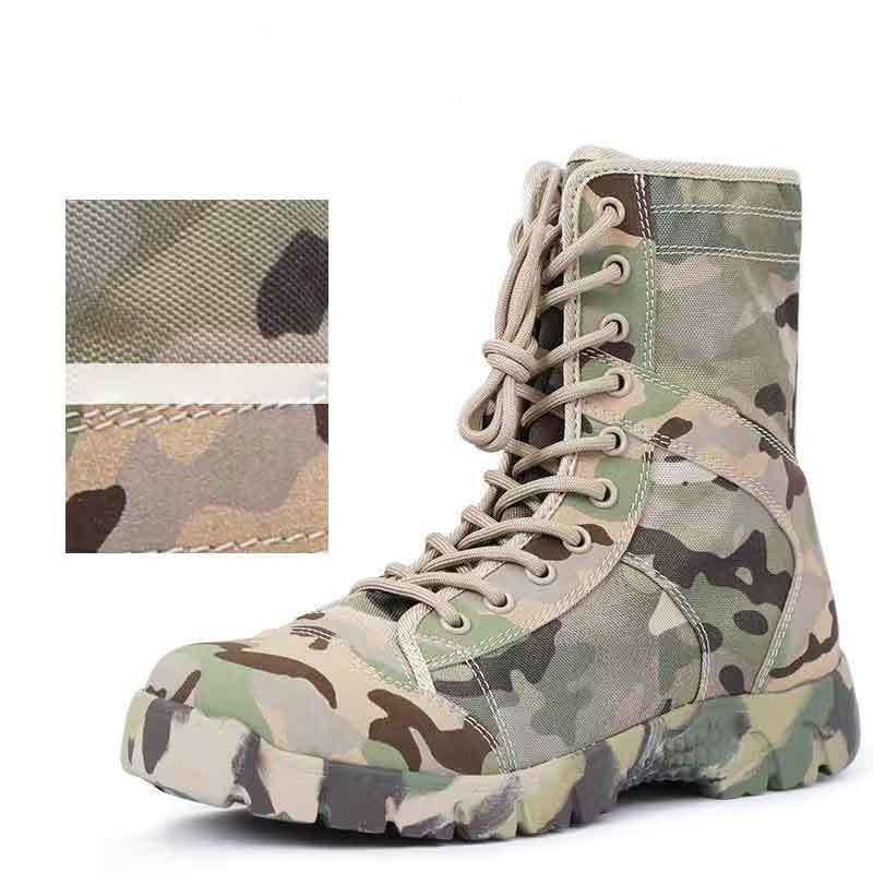 Summer Ultra Lightweight Breathable CQB Military Combat Boots High-Top Desert Canvas Outdoor Shoes