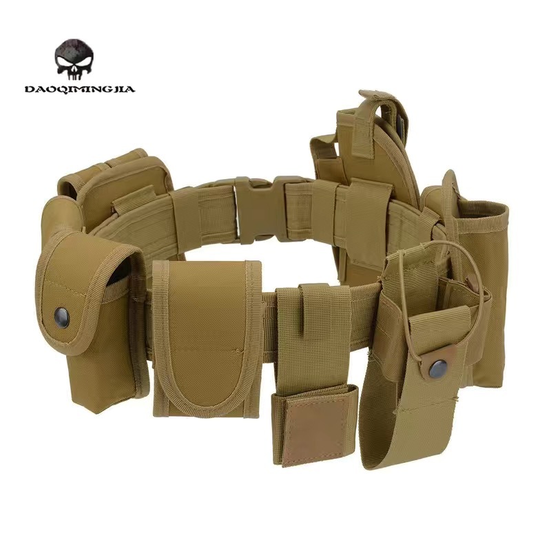 Battle Belt Men Security Utility Tactical Belt with Components Pouches Bags Holster for Guard Security Hunting